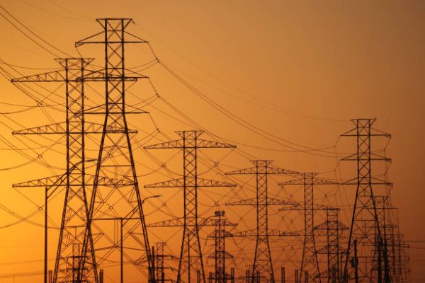 HOUSTON, TEXAS - FEBRUARY 21: A view of high voltage transmission towers on February 21, 2021 in Houston, Texas. Millions of Texans lost their power when winter storm Uri hit the state and knocked out coal, natural gas and nuclear plants that were unprepared for the freezing temperatures brought on by the storm. Wind turbines that provide an estimated 24 percent of energy to the state became inoperable when they froze. (Photo by Justin Sullivan/Getty Images)